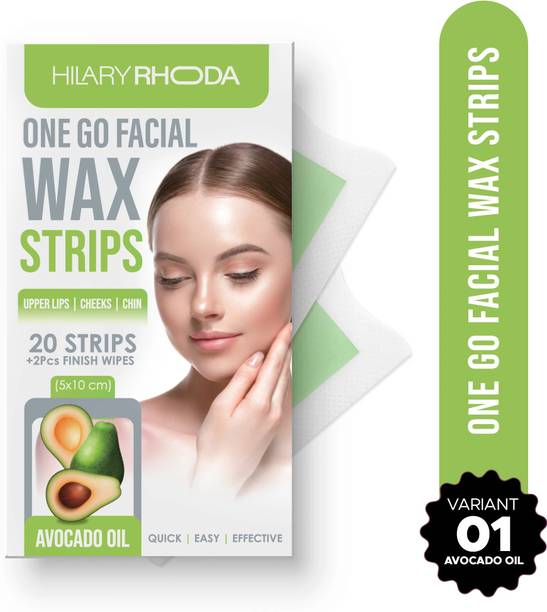 Hilary Rhoda One Go Facial Wax Strips| With 2 Finish Wipes | Face,Upper Lip & Chin Facial Wax Strips