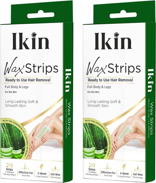 Ikin Instant Wax Strip with Aloe Vera For Dry Skin (Pack of 2)- 2x20 Strips