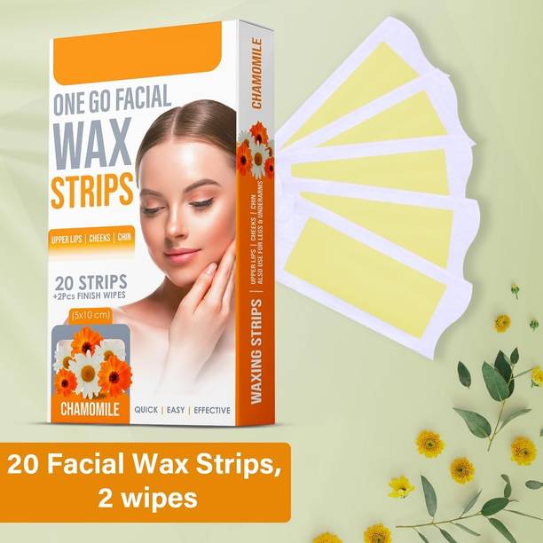 manasona Chamomile Facial Wax Strips With 2 Finish Wipes Strips
