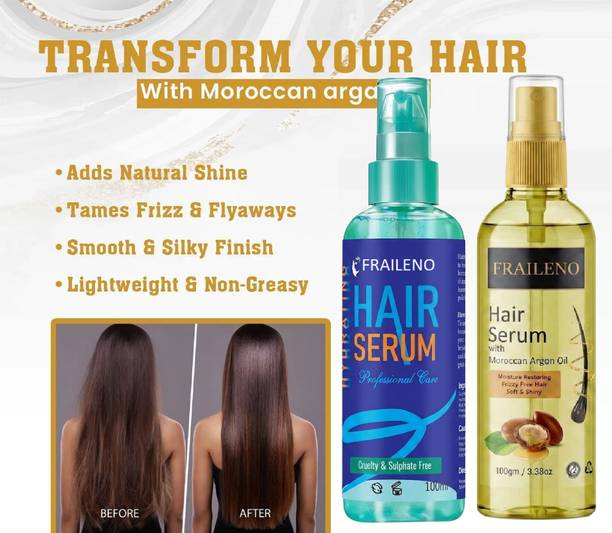 FRAILENO Keratin Smooth Anti-Frizz Hair Serum with Argn Oil with combo pack of 2