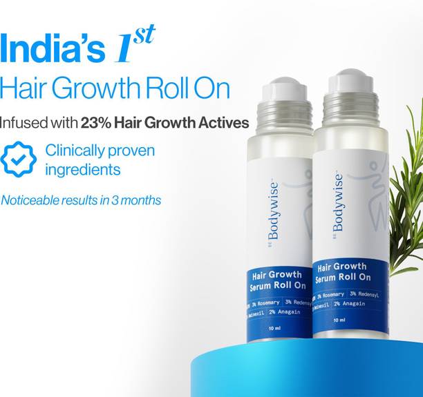 Be Bodywise 3% Redensyl & Rosemary Hair Growth Serum Roll On | Prevent Hair Fall (Pack of 2)