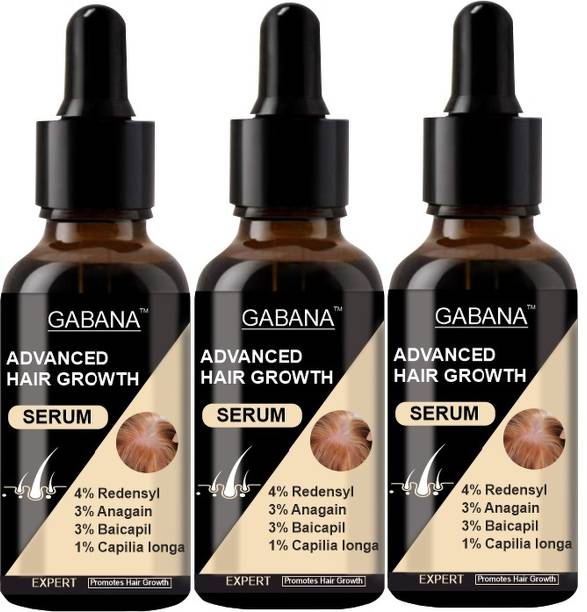 GABANA Advance Hair Growth Serum 4% Redensyl, 3%Anagain, 3% Baicapil (30ml) Pack of 3