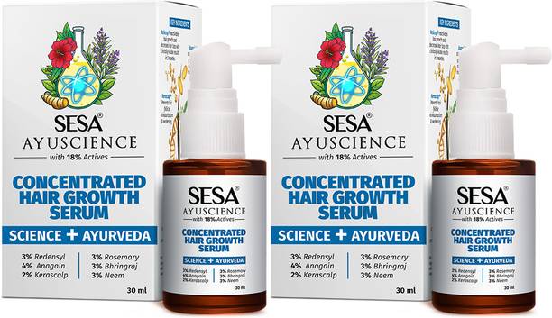 SESA Ayuscience Hair Growth Serum with 3% Redensyl, 4%Anagain, 2%Kerascalp (30ml X 2)