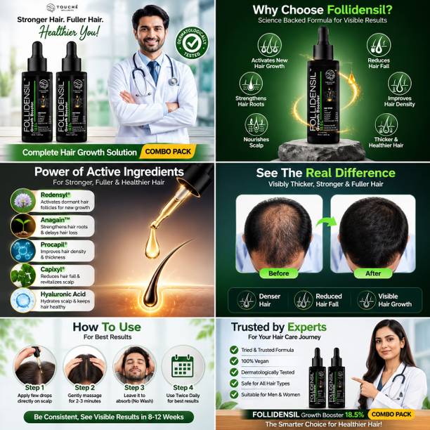 Touche Wellness Follidensil Growth Booster Hair Serum Redensyl, Procapil, Anagain, Kopexil