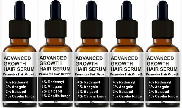 GABANA Advanced Serum- Redensyl, Anagain, Rosemary, Biotin for Hair Growth 30ml Pack 5