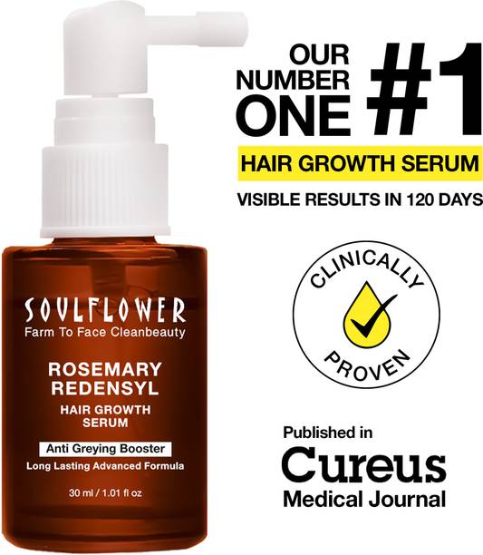 सोलफ्लावर Rosemary Hair Growth Serum Concentrate 3% Redensyl, 4% Anagain, 1% Melanogray