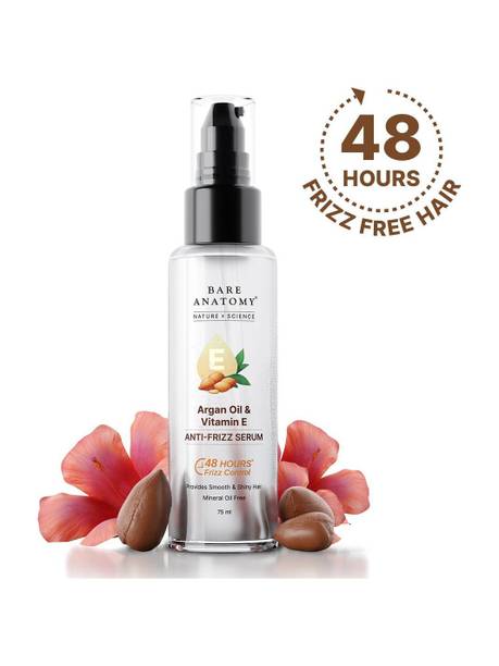 BARE ANATOMY Argan & Vitamin E Anti-Frizz Hair Serum - 48H Frizz Control, Smooth & Shiny Hair