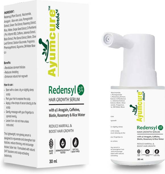 Ayumcure Hair Growth Serum with Redensyl, Anagain, Biotin & Caffeine | Reduces Hair Fall