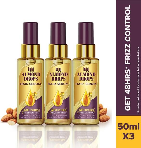 Bajaj Almond Drops Hair Serum with Almond Oil & Vitamin E for 48 hrs Frizz Control
