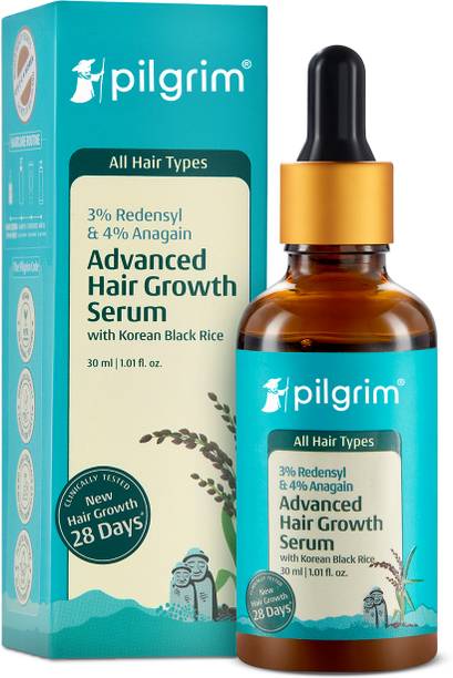 पिलग्रिम 3% Redensyl & 4% Anagain Advance Hair Growth Serum|Thick Hair|Korean Black Rice