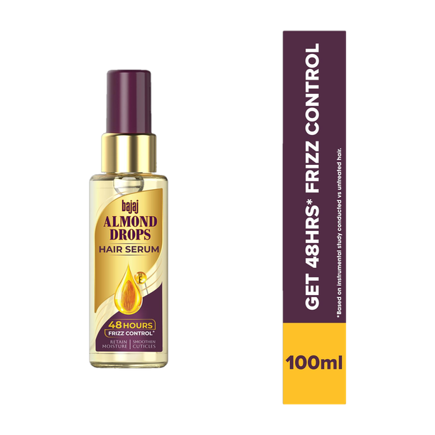 Bajaj Almond Drops Hair Serum with Almond Oil & Vitamin E for 48 hrs Frizz Control