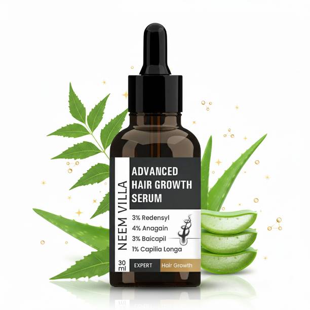 NEEM VILLA COSMETICS Advanced Hair Growth Serum - Redensyl, Rosemary, Anagain, Biotin | Women & Men