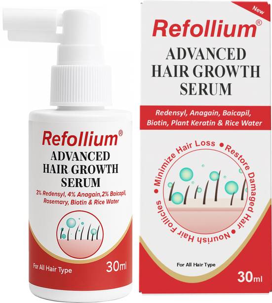 Refollium Hair Growth Serum with Redensyl, Anagain, Baicapil, Biotin For Hairfall Control