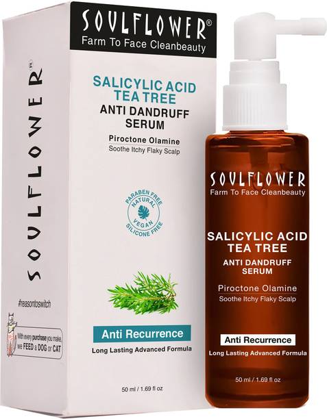 Soulflower 2% Salicylic Acid Anti Dandruff Serum with Tea Tree Oil, Itchy Scalp, Hair Fall