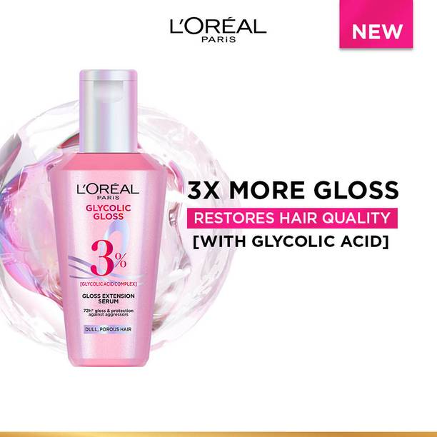 L'Oréal Paris Glycolic Gloss Serum for Hair, with Glycolic Acid, gives 72H Shine