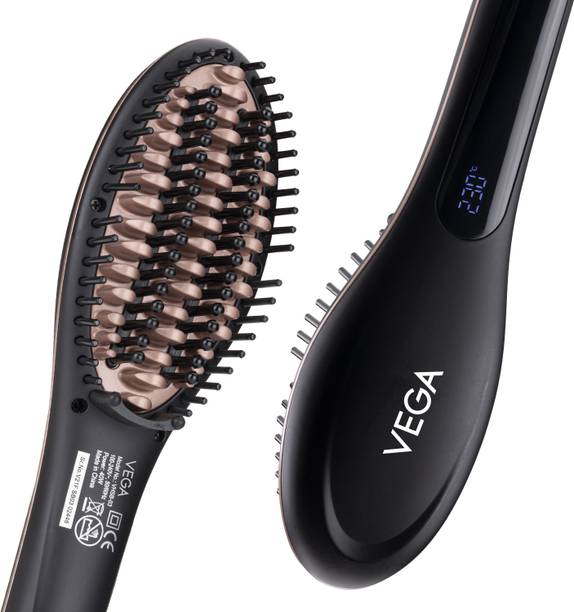 VEGA X-Star Hair Straightening Brush with Thermo Protect Technology & Adjustable Temperature Settings, (VHSB-03) Hair Straightener Brush