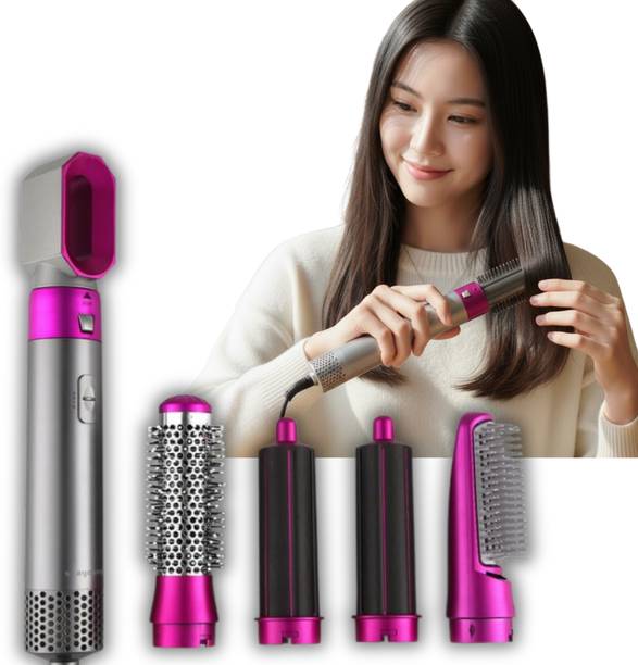 PROSPERAGLOBAL 5-in-1 Hot Air Brush for Women | Dryer, Volumizer, Attachments | 3 Heat Speeds Hair Straightener Brush