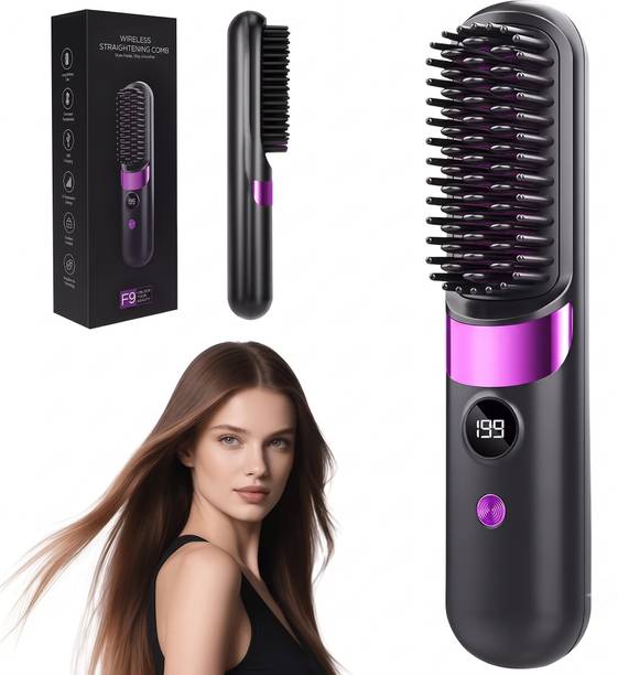 DCANQTi Cordless Hair Straightener Brush for Women Rechargeable Straightening Brush, 3 Heat Settings, Smooth Shiny Straight Hair Straightener Brush