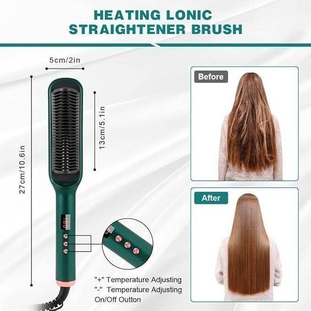 WQRT Hair Straightener Comb Brush 2-in-1 for Men & Women 5 Adjustable Heating HS115 Hair Straightener Brush
