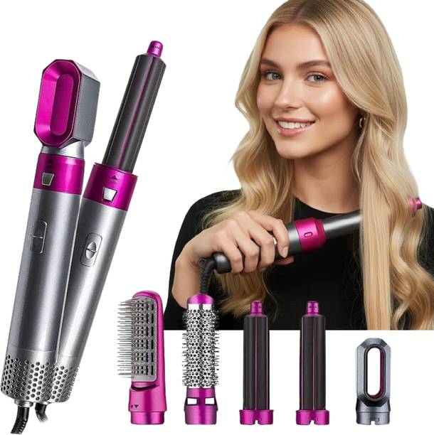Techelite Professional 5-in-1 Hot Air Brush Hair Styler for Home Salon Look Styler for Women with Curl, Volume & Dry Hair Styler