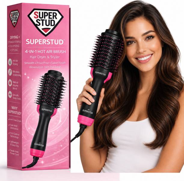 SUPERSTUD Hair Dryer Straightener Brush For Woman Professional 4IN1 Hair Straightener Brush