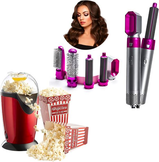 Elevea 15 YEARS WARRANTY 5-in-1 Hair Styler Kit With Electric Big Popcorn Machine Combo C91 Hair Styler