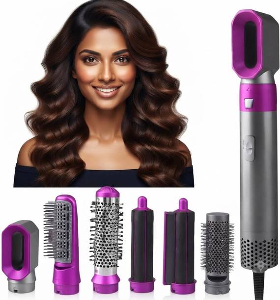 VKG Venus 5-in-1 Multi Hair Styler with Hot Air Brush, Blow Dryer, Straightener Brush, Curling Tong, Diffuser & Concentrator, 3 Heat Settings Hair Straightener