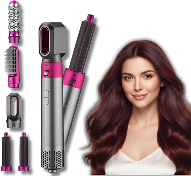 Techelite 6 in 1 Hot Air Brush Hair Dryer & Volumizer Hair Styler Tool for Women Detachable Blow Dryer Brush, Hair Straightener, Curler & Crimper Hair Styler