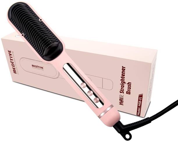 MEDITIVE Hair Straightener Brush with 9 Adjustable Temperature Setting, Auto Shut-Off MSB01 Hair Straightener Brush