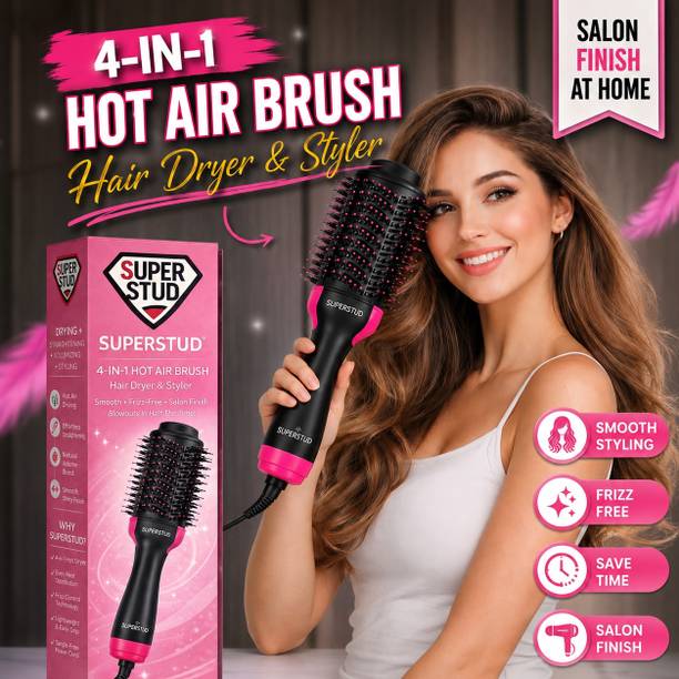 SUPERSTUD 4 In 1 Volumizer Hair Dryer Straightener Brush For Woman Professional Hair Straightener Brush