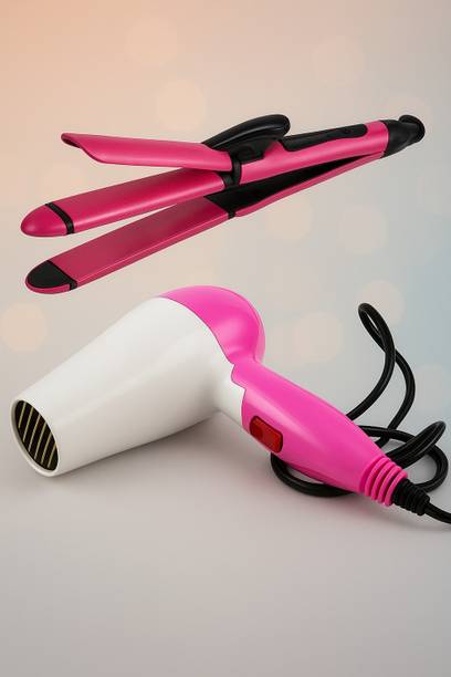APNA STORE Professional Prefect Hair Styling Set (Combo of 3 Hair Care Items) Hair Dryer 2 in 1 as Curler + Hair Straightener