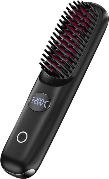 atdaraz Cordless Hair Straightener Brush - Portable Straightening Brush for Travel Mini Hot Straightening Comb for Women, Ceramic Coating, Lightweight Hair Straightener