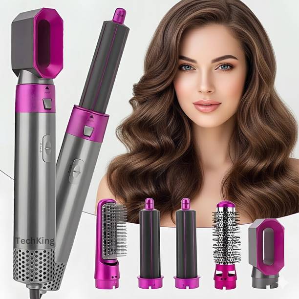 Techelite Multi-Function 5-in-1 Hot Air Hair Styler with Dryer & Styling Attachments Hair Dryer for Curling, Straightening & Volume Hair Styler