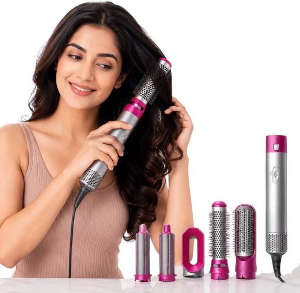 VKG Venus 5 in 1 Hair Dryer and Styling Brush, Ceramic Ionic Hot Air Brush for Blow Dry, Straightening, Curling, Volumizing, Smoothing and Detangling Hair Straightener