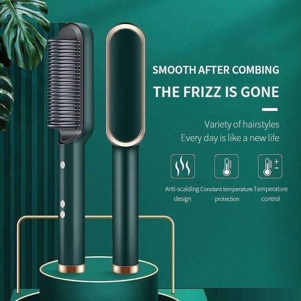 PILUENTERPRISE Green Hair Straightening Comb Brush Green Hair Straightening Comb Brush Hair Straightener Brush