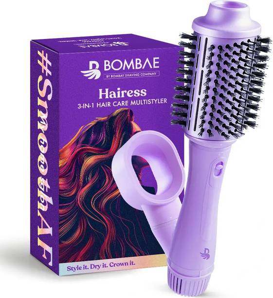 BOMBAE Hairess Volumizer and Dryer Hairess Ionic 3-In-1 Hot Air Brush Hair Dryer, Volumizer, & Straightener Hair Straightener Brush