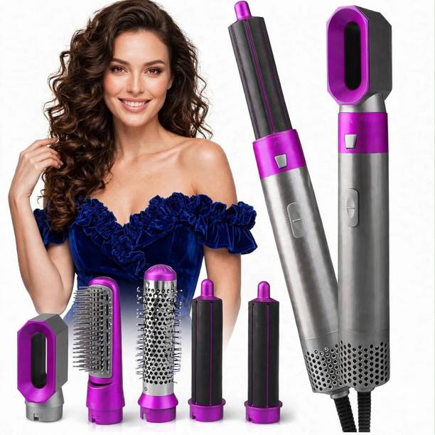 Dizosonic 5 In 1 Hair Styler Hot Air Brush Comb with Detachable Heads for Curling Straightening Drying Smoothing and Quick Easy Daily Styling Hair Straightener
