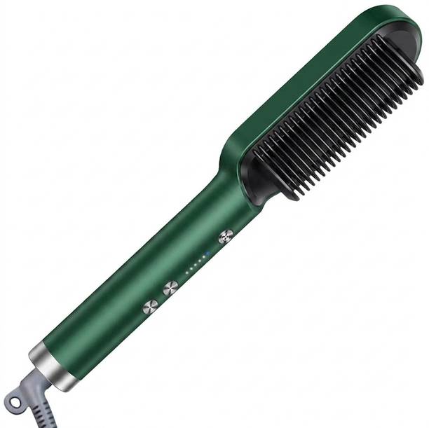 QGS Ceramic Hair Straightener 2-in-1 Hot Comb with 5 Adjustable Temp Control Anti-Scald 30 sec Fast B3 Heating Hair Styler Machine for Women 45W Hair Straightener Brush
