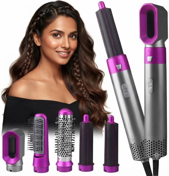 VKG Venus 5-in-1 Hot Air Hair Brush Styler with Hair Dryer, Straightener, Curler, Diffuser & Concentrator, 3 Heat Settings, Salon Styling Tool Hair Straightener
