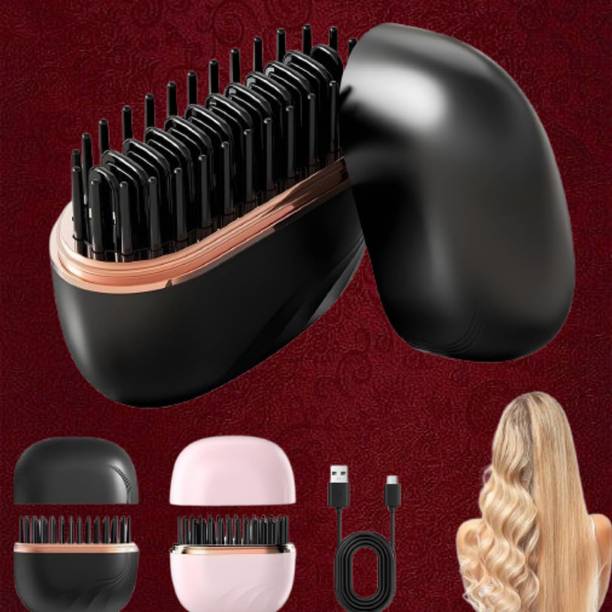 EKISHA Velvet Shine Hair Straightener Brush for Daily Use DreamSilk Portable Brush Hair Straightener