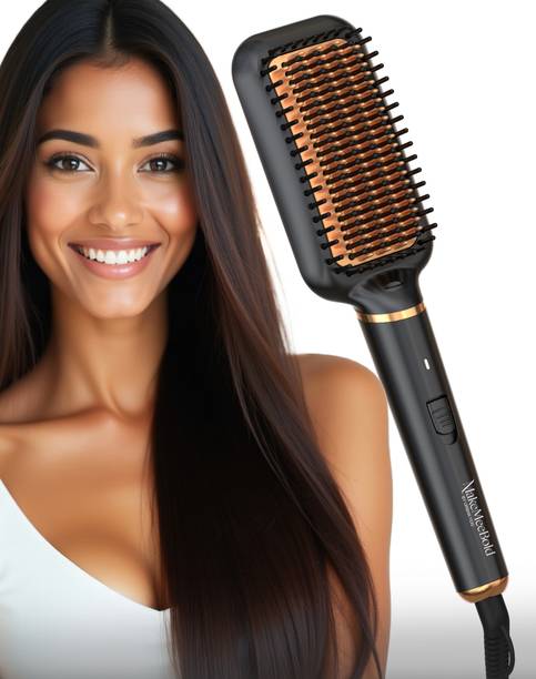 MakeMeeBold Frizz-Free Hair Straightening Brush for Women | 73mm Large Paddle Design Electric Comb for Women | 2 Heat Settings 180°C & 210°C | Auto Shut-Off & 360° Hair Straightener Brush