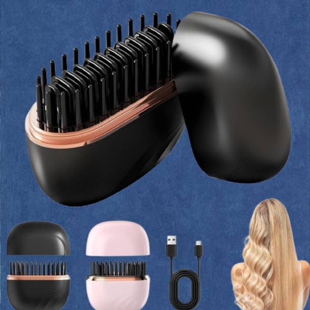 EKISHA Diamond Luxe Hair Styling Heat Brush for Smooth Finish MiniGlow Straightening Comb Hair Straightener