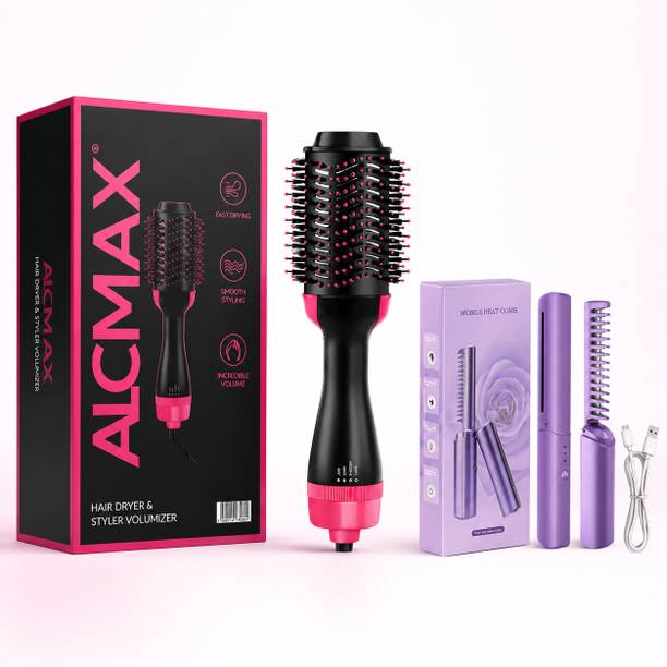 Alcmax Professional Hair Dryer Brush | Volumizer & Styler Tool Hair Dryer Brush Hot Air Styler Volumizer for Smooth Hair for womens Hair Straightener Brush