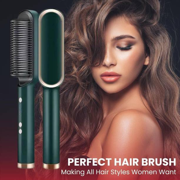 OMVARO Professional Straightening Comb Brush Ceramic Coated Teeth Smooth U258 Hot Straightening Comb Brush Fast Heating Technology,Anti-Scald H-10 Hair Straightener