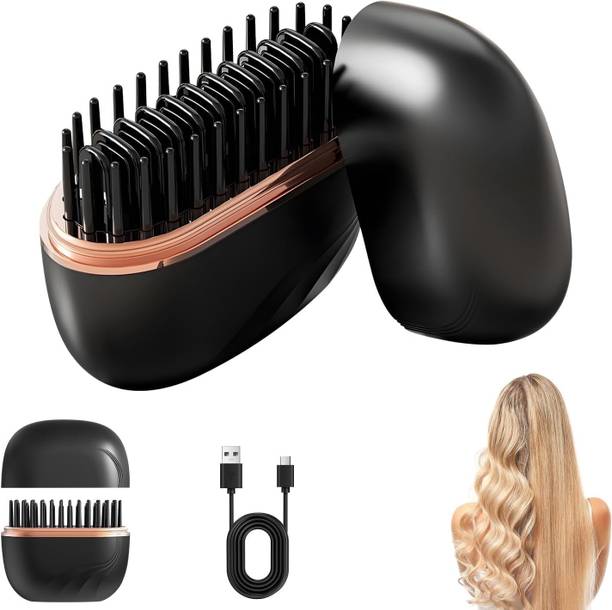 GIGMART Rechargeable Cordless Hair Straightener Brush for All Hair Types Portable Wireless Hair Straightener Comb with Fast Heating Hair Straightener Brush