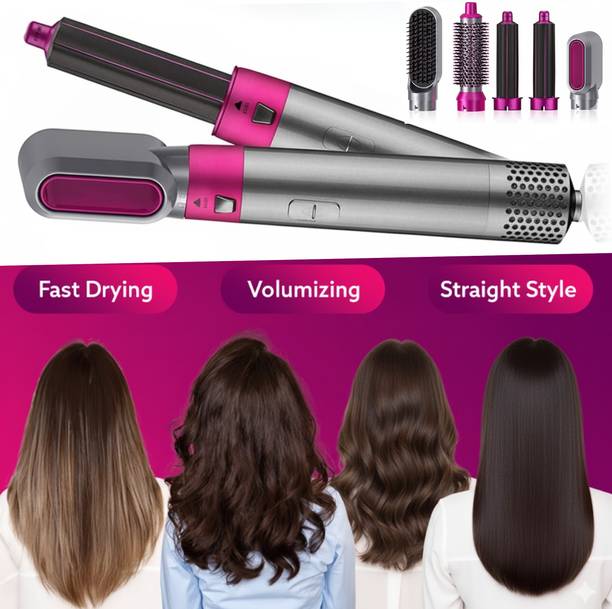 SmartTech 5IN1 Hair Dryer & Styling Tool with Detachable Brush Curler Dryer & Straightener For Women Anytime Anywhere Hair Straightener