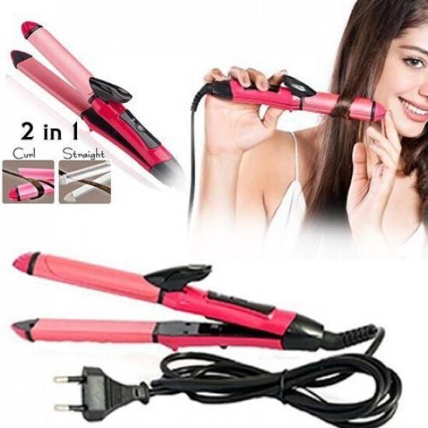 GK sales Curler Machine For Women | Curl & Straight Iron 0385-2 in 1 Hair Straightener