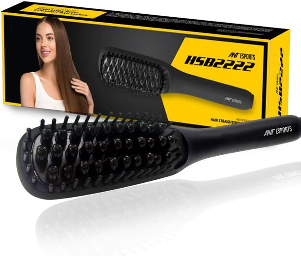 JSJ with Anti Scald & On-Off Safe, Portable Travel Flat Iron Brush, Frizz-Free Hair Ant Esports HSB2222 Hair Straightener Brush, Fast Heating Straightening Comb Hair Straightener Brush