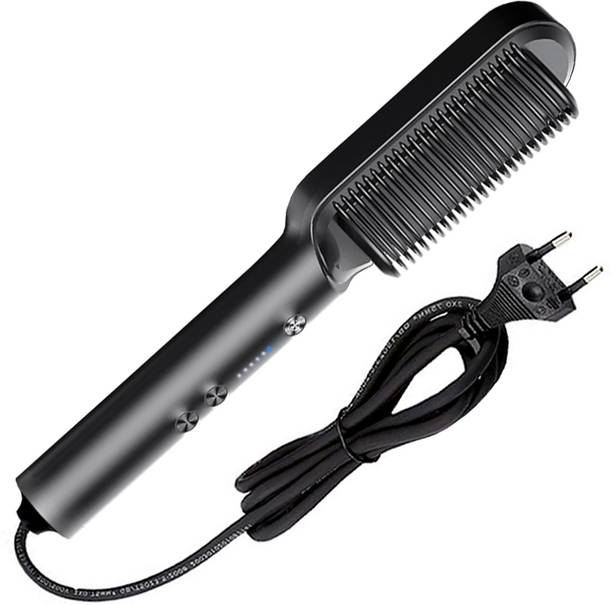 QGS Ceramic Hair Straightener 2-in-1 Hot Comb with 5 Adjustable Temp Control Anti-Scald 30 sec Fast B1 Heating Hair Styler Machine for Women 45W Hair Straightener Brush