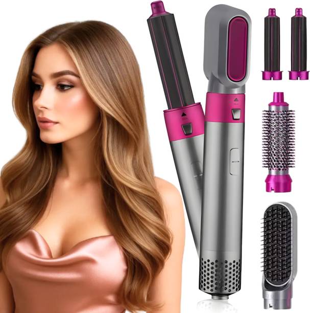 SmartTech 5 in 1 Hair Styler For Women Multifunctional Styling Tool With 5 Attachments 1 Hot Air Brush, 2 Spiral Curler, 1 Hair Dryer, 1 Hair Straightner Comb, 3 Heat Hair Straightener
